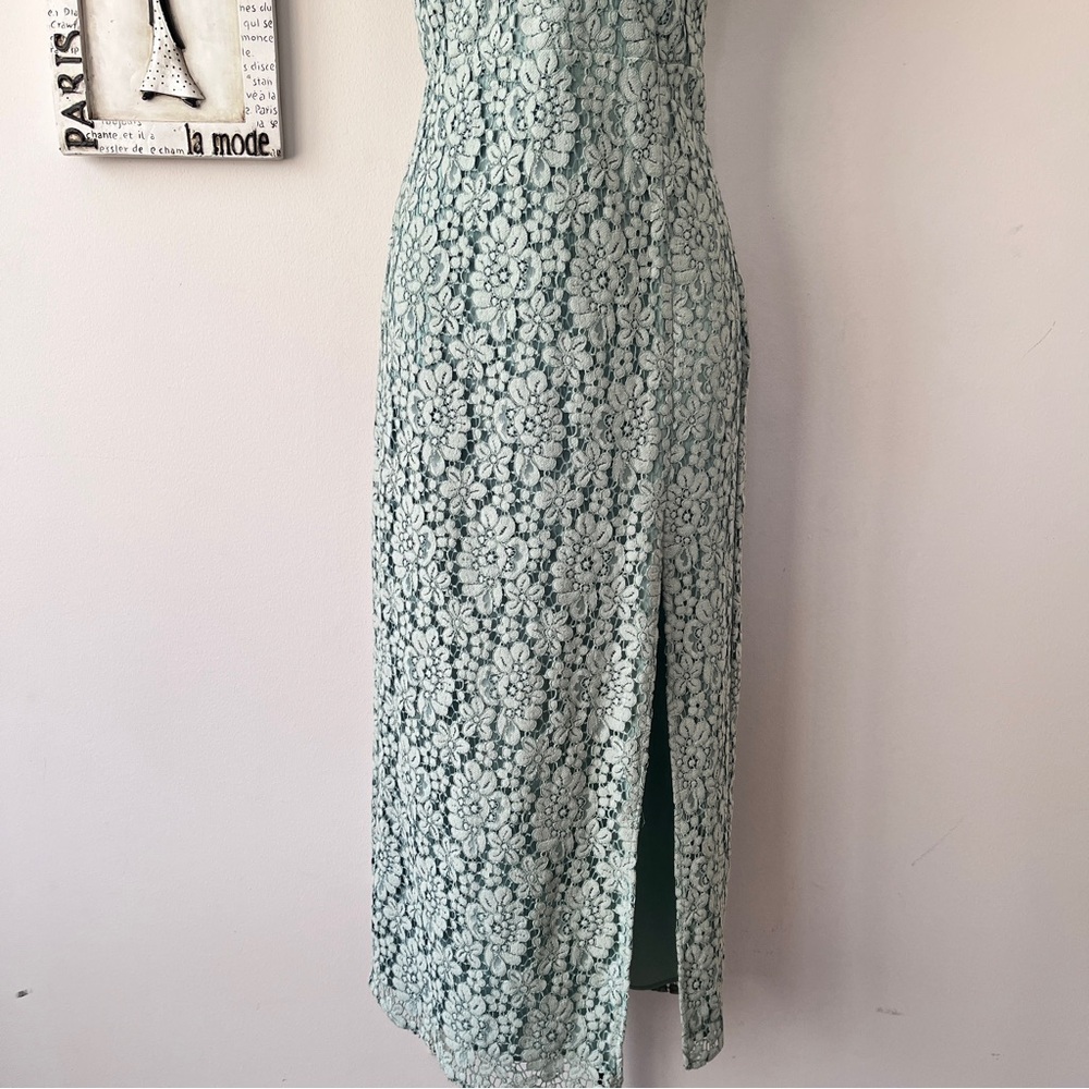 Zara Green Romantic Fairycore Feminine Lace Coquette Wedding Guest Midi Dress M - Picture 5 of 14